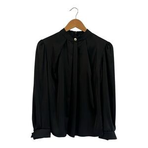 Morcel Mossimo Black Satin Effect Blouse Top Size 40 US 10 Elegant Ruched